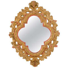 Ornate Gold and Red Painted Tinted Mirror