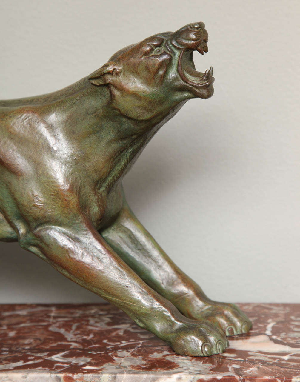 Francese Pantera in bronzo Art Deco di J. Davergne in vendita