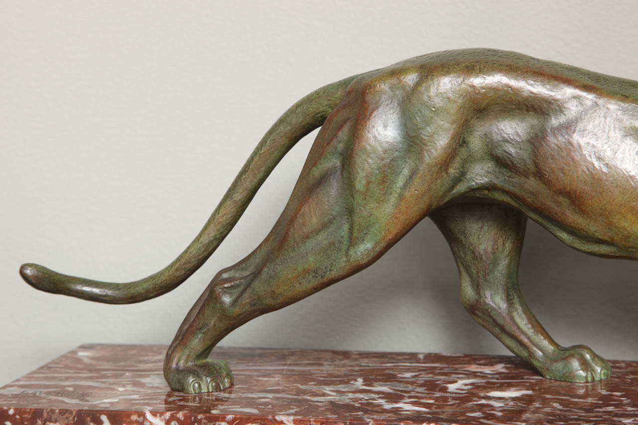 Pantera in bronzo Art Deco di J. Davergne In condizioni buone in vendita a Bridgewater, CT