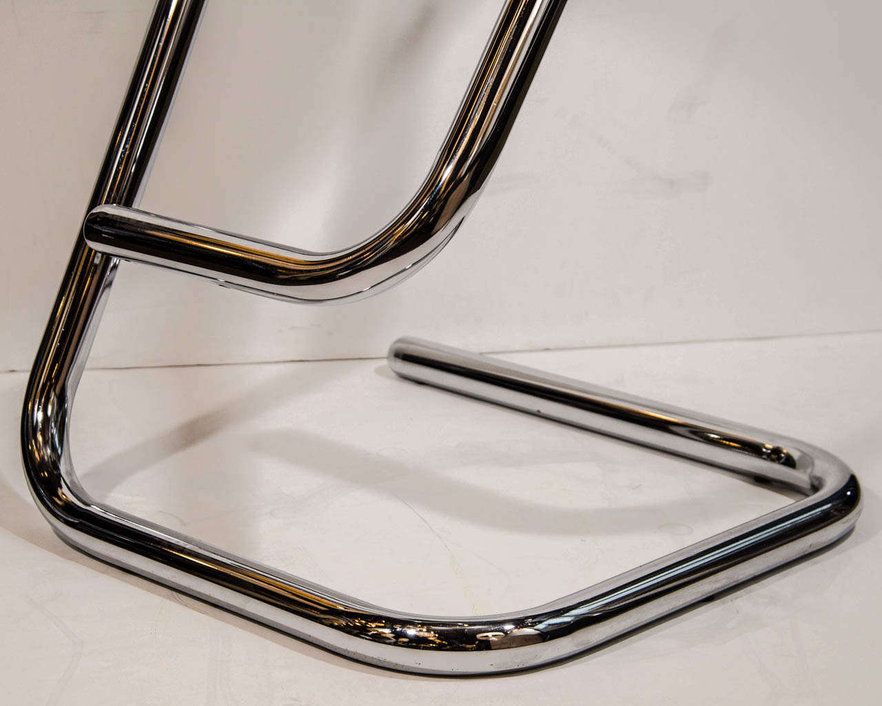 Pair of Italian Modernist Lucite Bar Stools with Tubular Chrome Bases & Python Mohair Seats 1