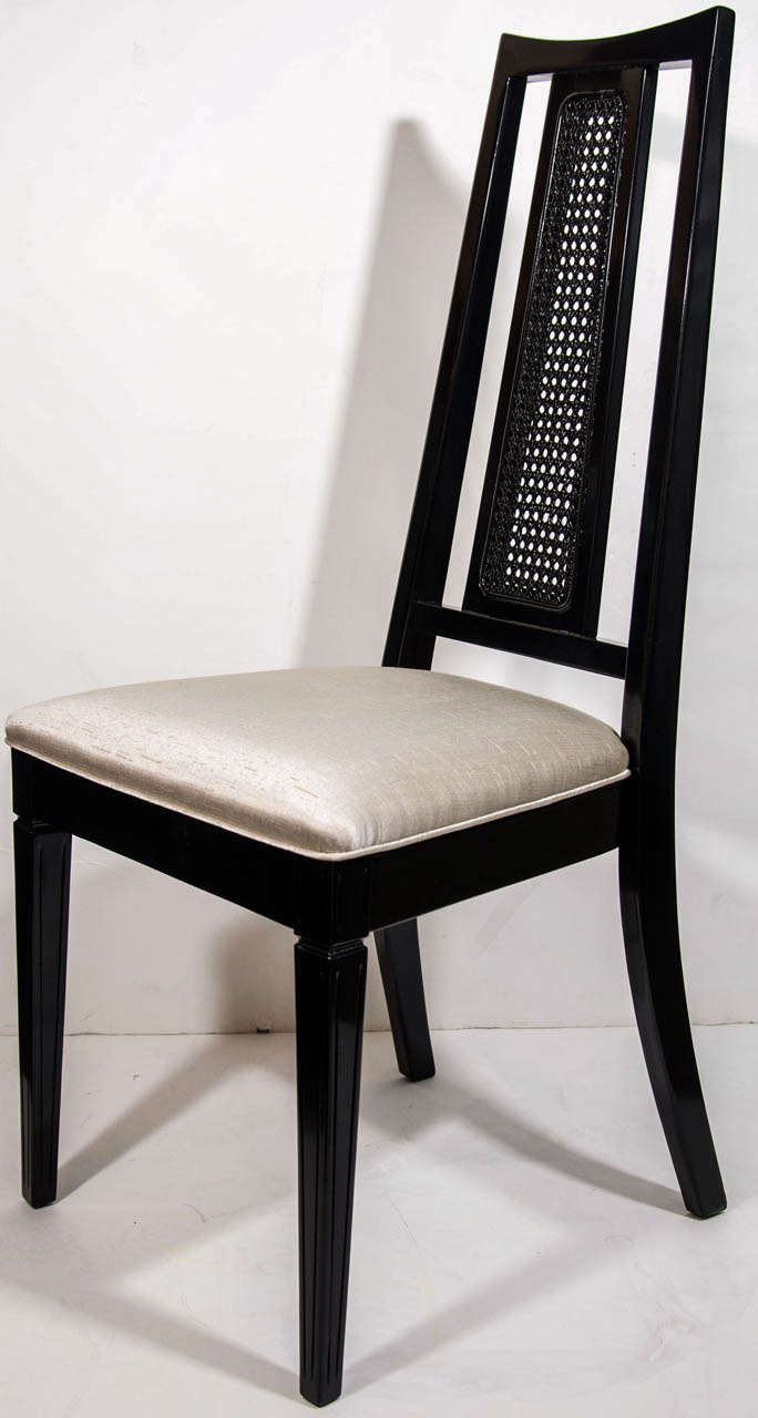 Set/ 4 Mid-Century Modern Cane Back Dining Chairs Attributed to John Stuart In Excellent Condition In Fort Lauderdale, FL