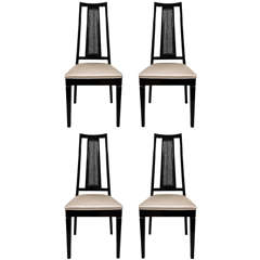 Set/ 4 Mid-Century Modern Cane Back Dining Chairs Attributed to John Stuart