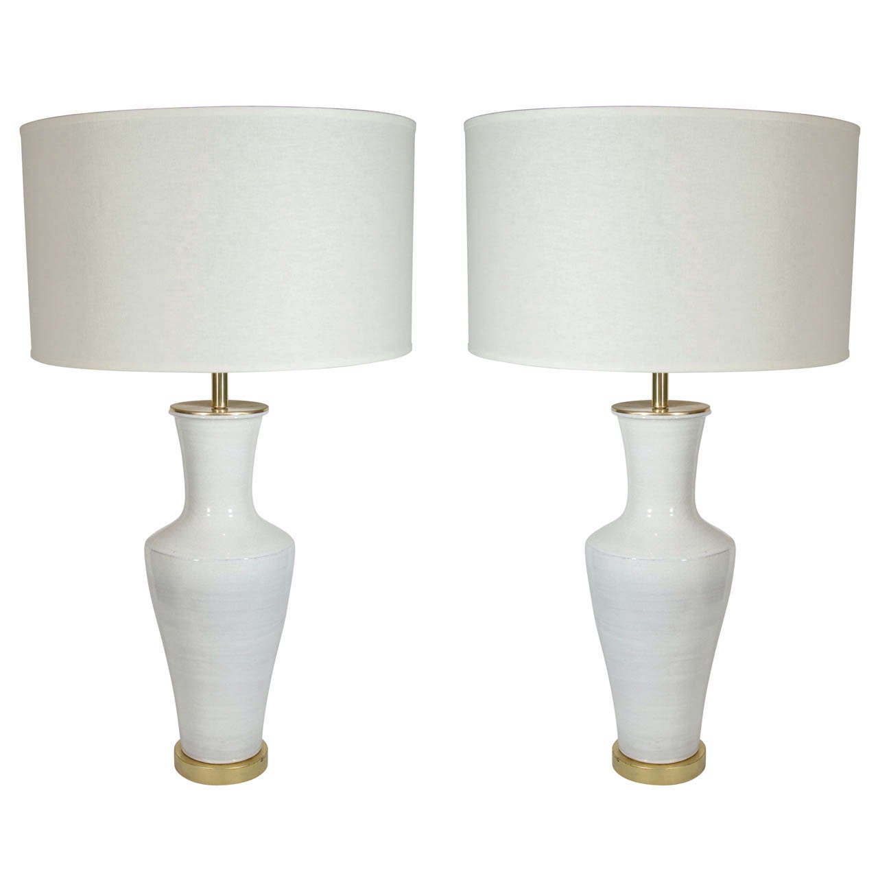 Pair of Blanc de Chine Custom Pottery Lamps Designed by Bruce Dix