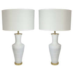 Pair of Blanc de Chine Custom Pottery Lamps Designed by Bruce Dix