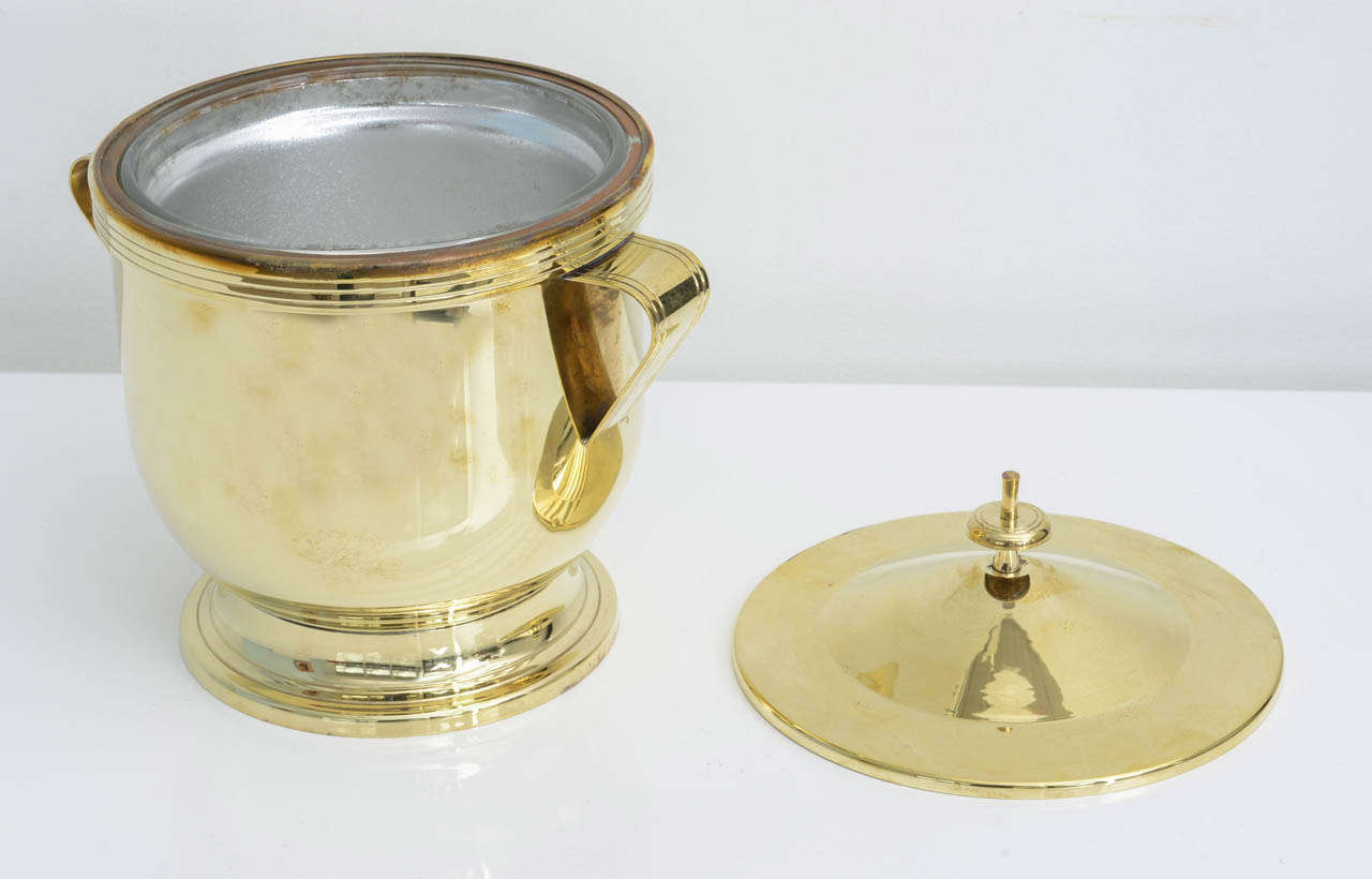 Tommi Parzinger polished brass covered ice bucket For Sale 1