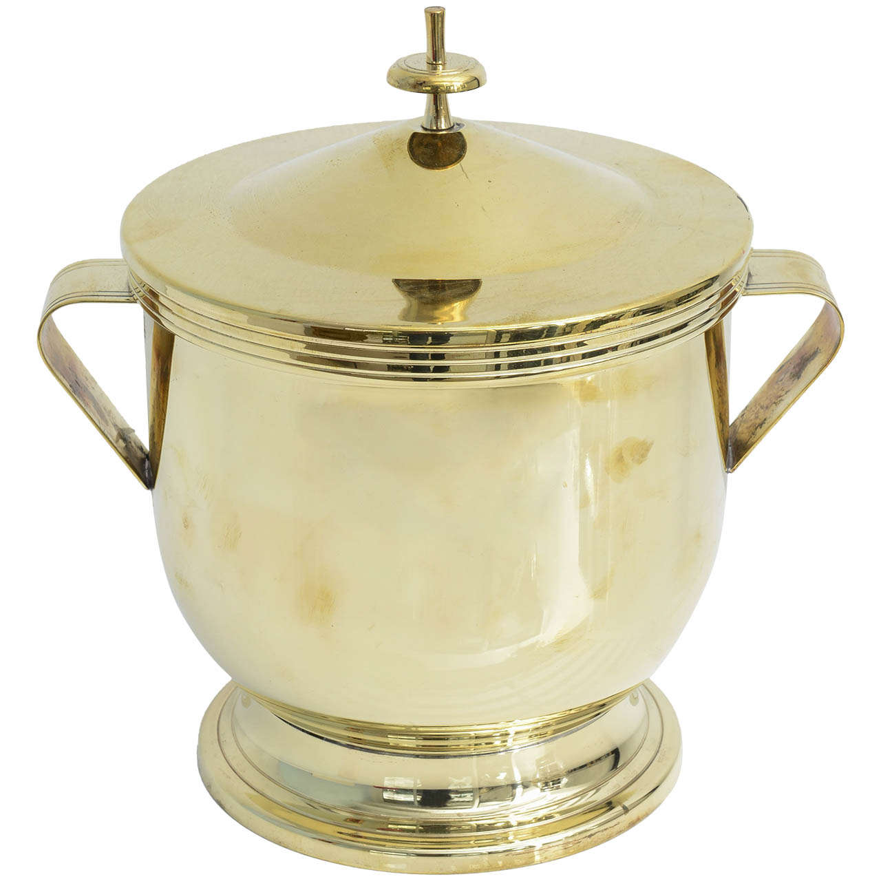 Tommi Parzinger polished brass covered ice bucket For Sale
