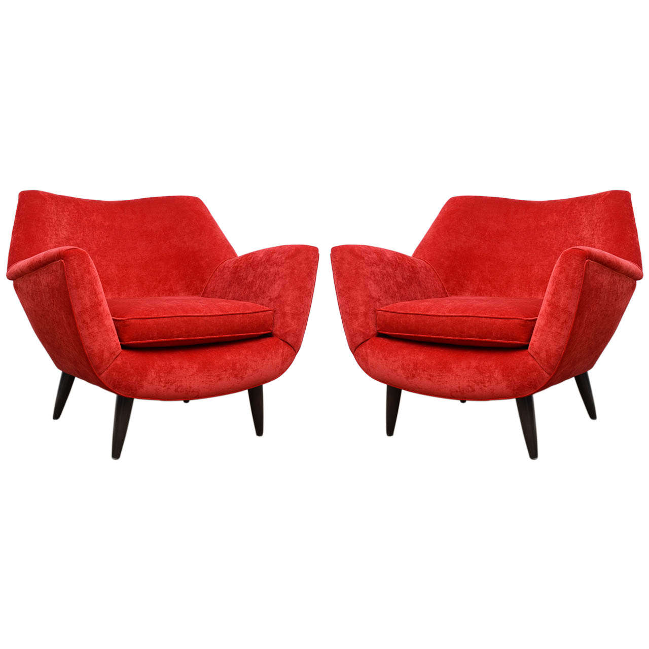 Pair of Italian Chic Mid Century Modern Lounge Chairs Ponti Parisi Style