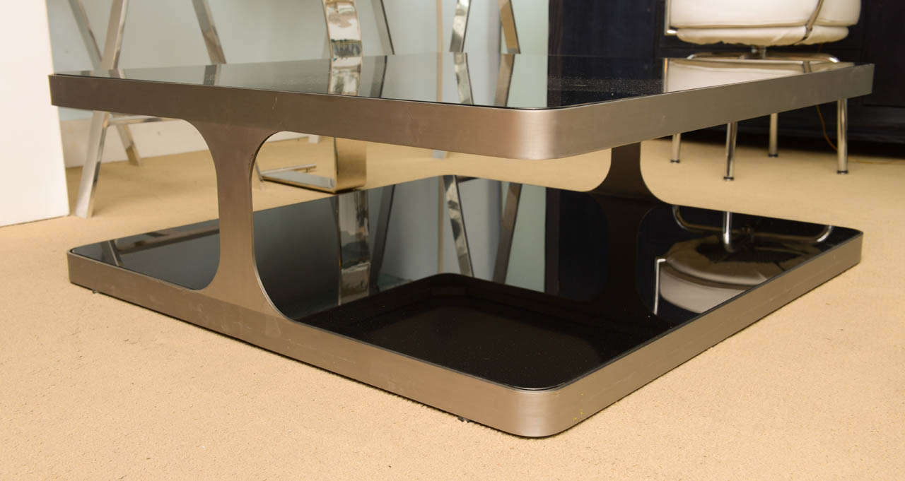 Cool Seventies Stainless COFEE Table , in the style of Rizzo , Cardin, Manet 2