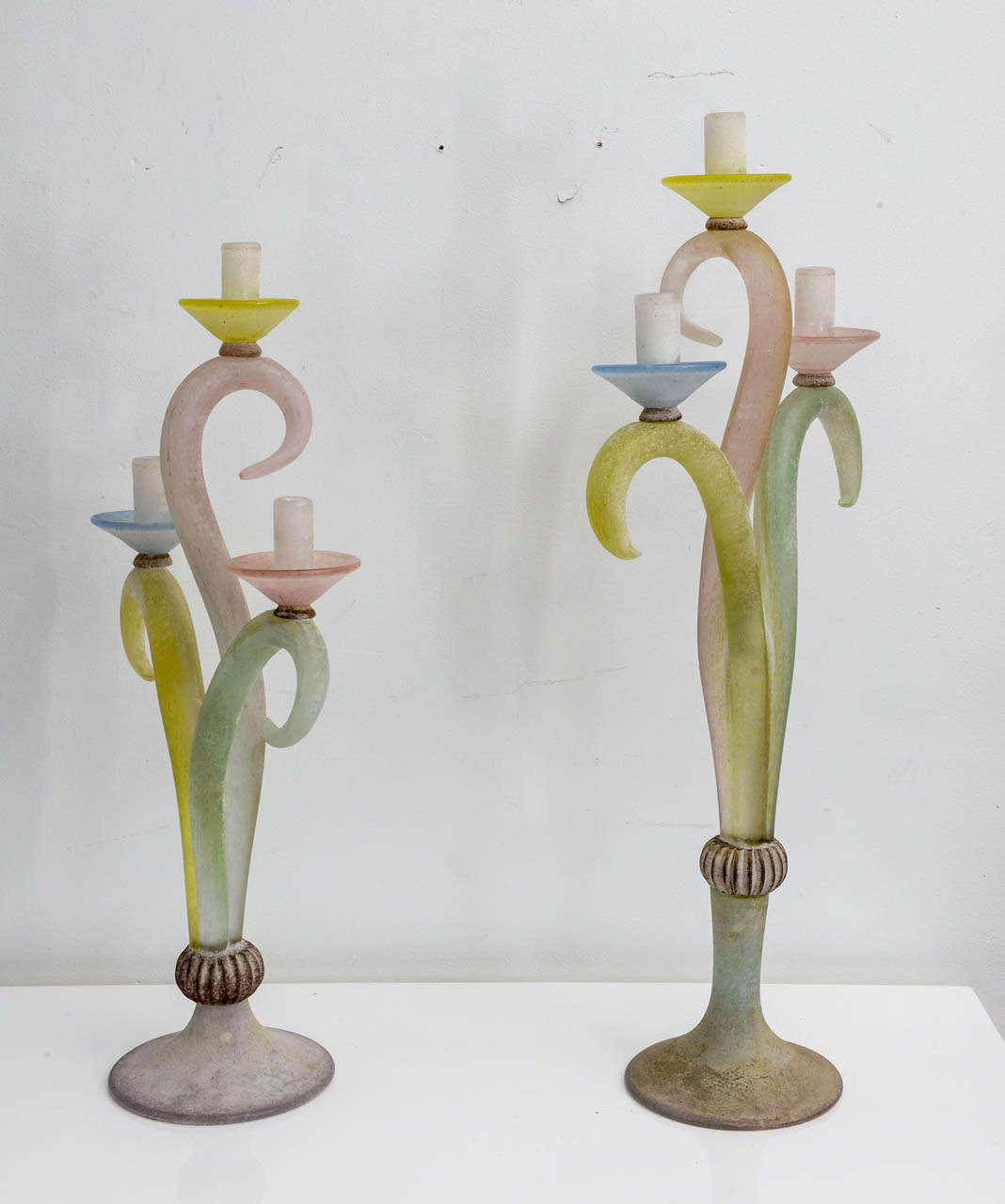 Amazing Whimsical  Murano.  Signed & Numbered Candleholders Karl Springer, Venini Style In Excellent Condition In Miami, FL