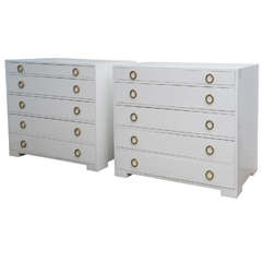 Pair of  Hollywood Glam Commodes / Nightstands / Dressers with beautifull brass hardware