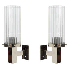 Pair of Art Deco Crystal Sconces