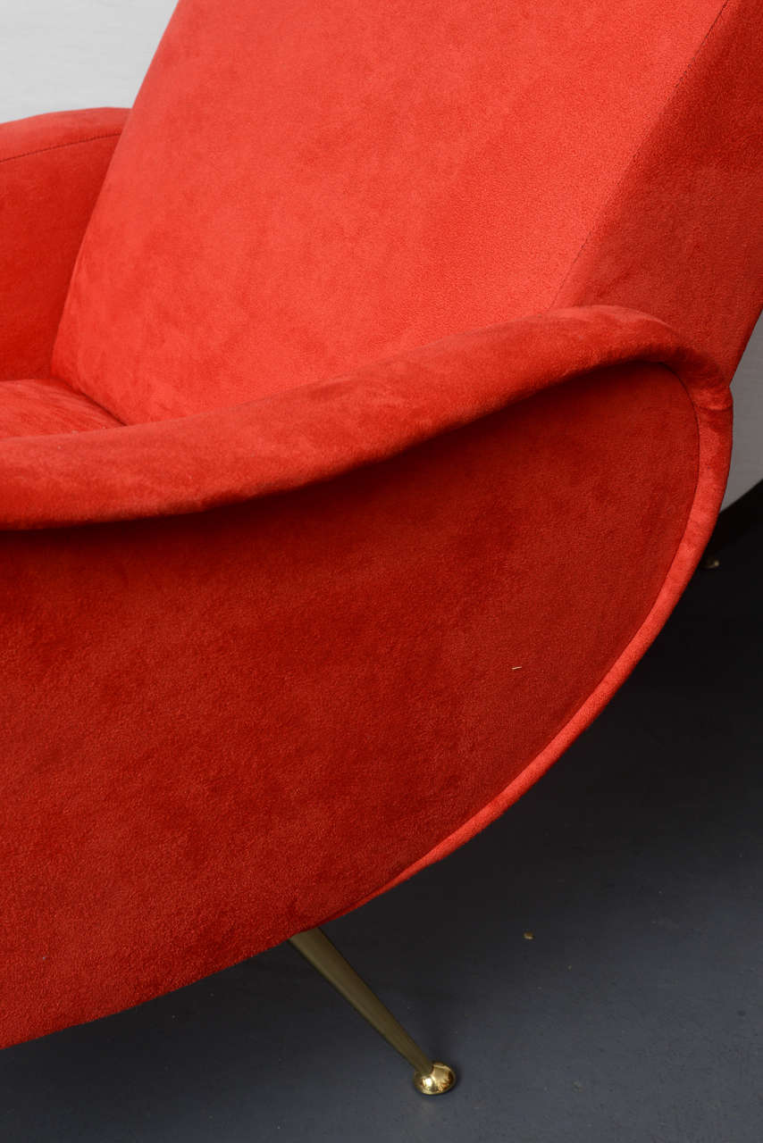 Midcentury Marco Zanusso Style Red Lounge Chairs In Excellent Condition In Miami, FL