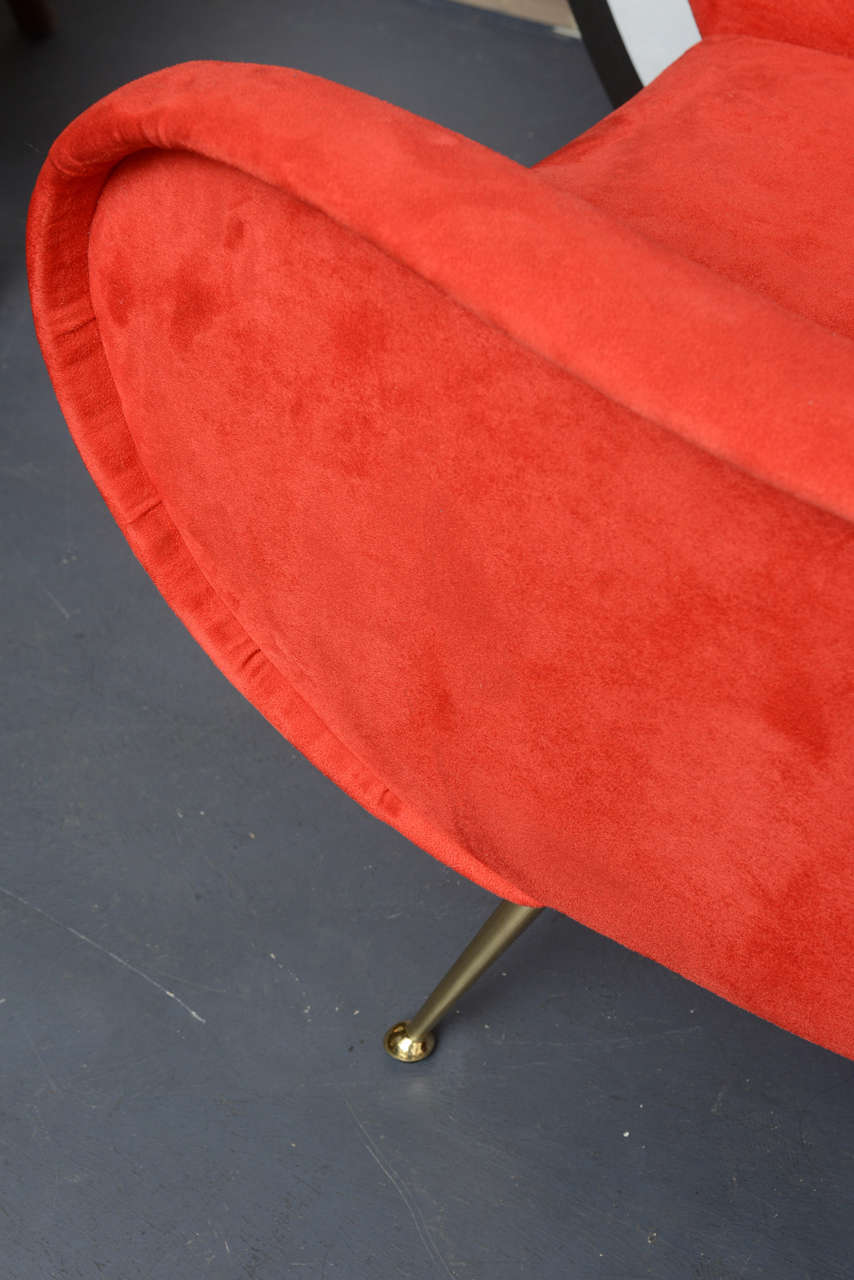 Midcentury Marco Zanusso Style Red Lounge Chairs 1