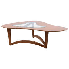 MCM Freeform Coffee Table with Glass Insert, 1960s USA