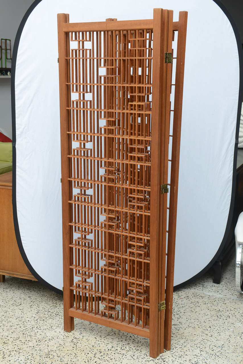 American Beautiful Rare Geometric Frank Lloyd Wright Room Divider or Screen, USA, 1955