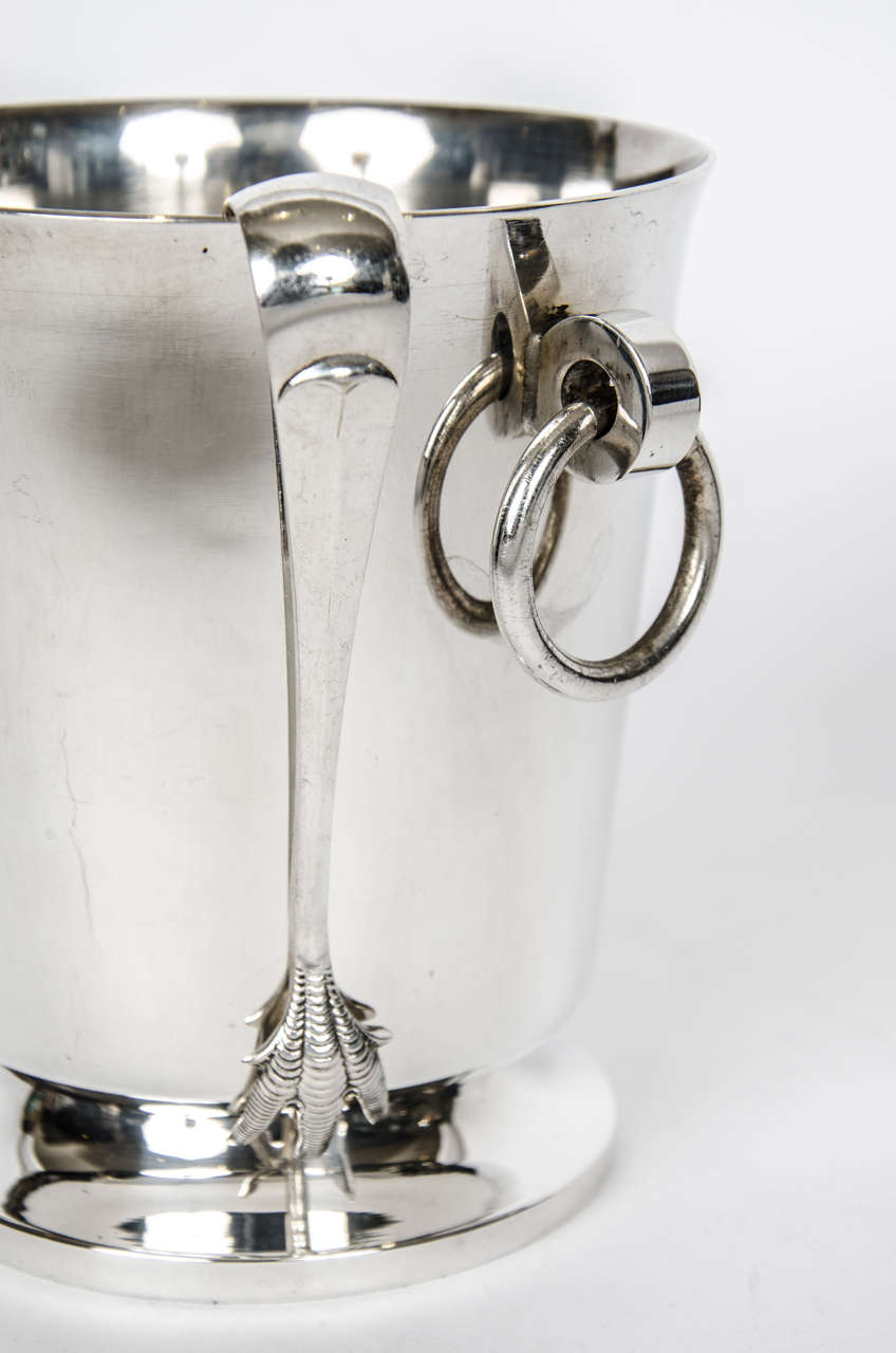 Early 20th Century Silver Plate Ice Bucket and Tongs For Sale