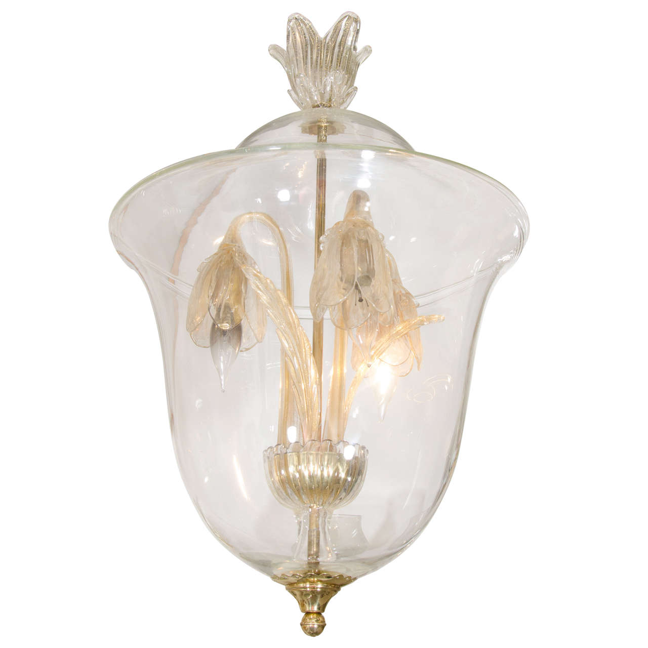 Venetian 1930s Lantern with Floral Lights in the Manner of Seguso Vetri d'Arte