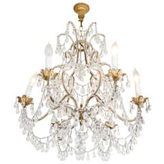 Italian Gilt and Cut-Glass Hollywood Regency Chandelier