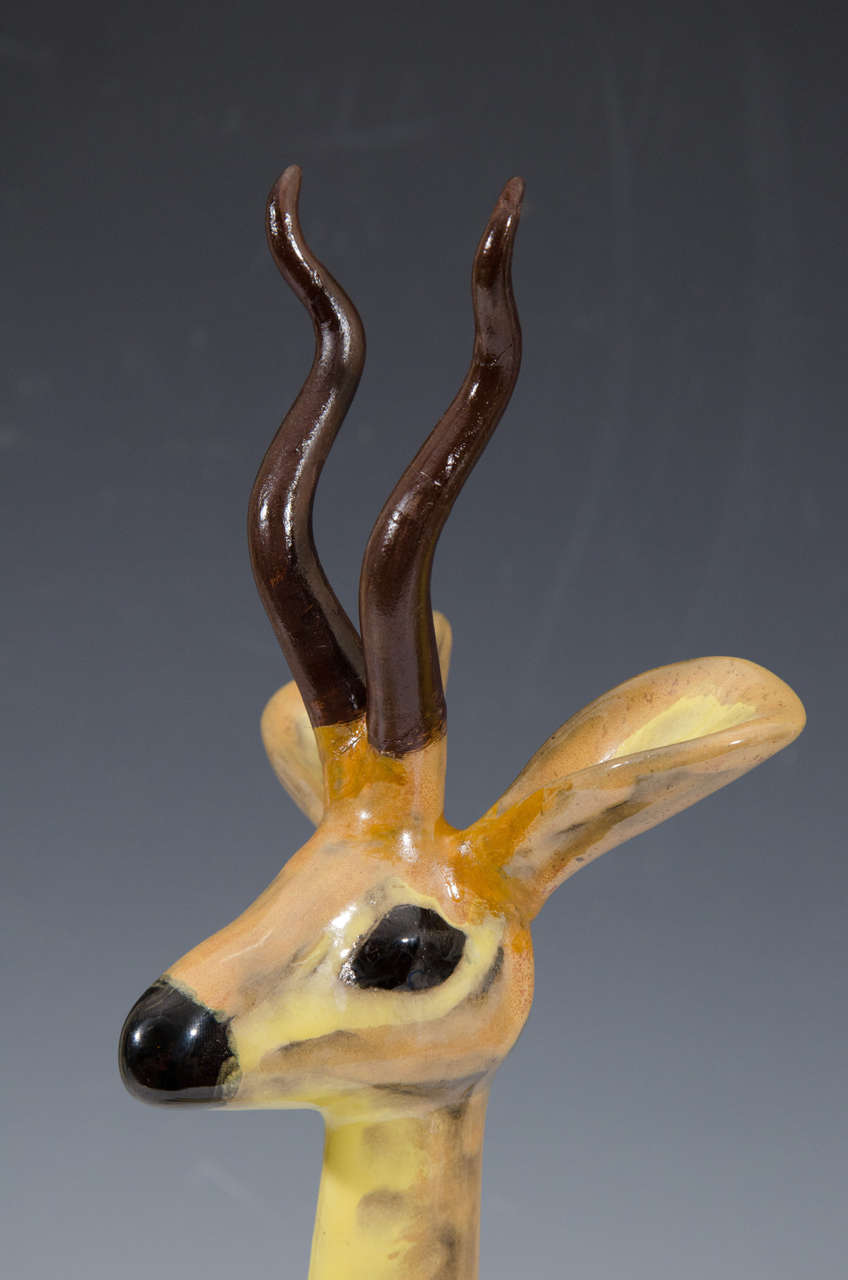Mid-Century Modern A Midcentury Ceramic Sculpture of a Seated Antelope