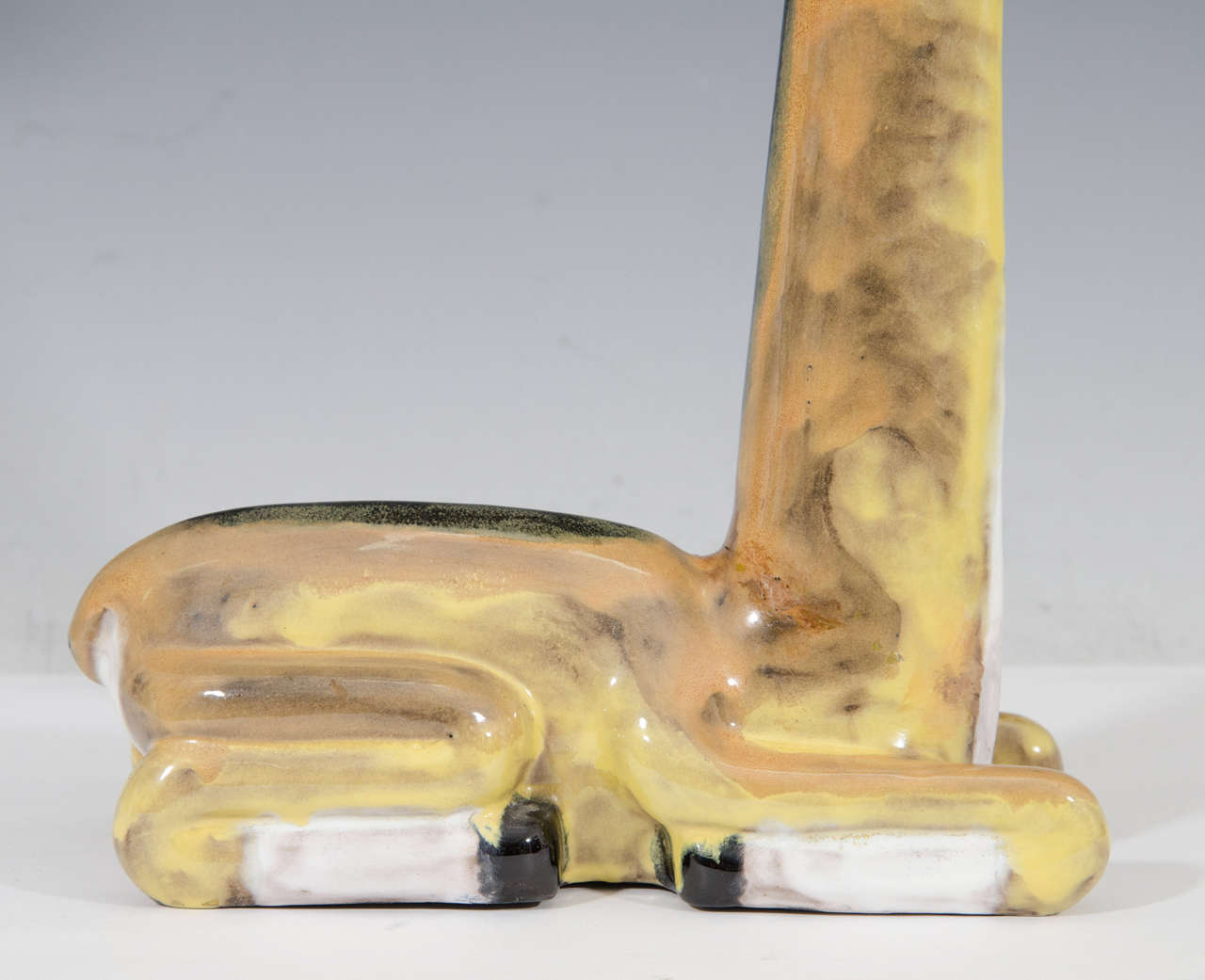 A Midcentury Ceramic Sculpture of a Seated Antelope In Good Condition In New York, NY