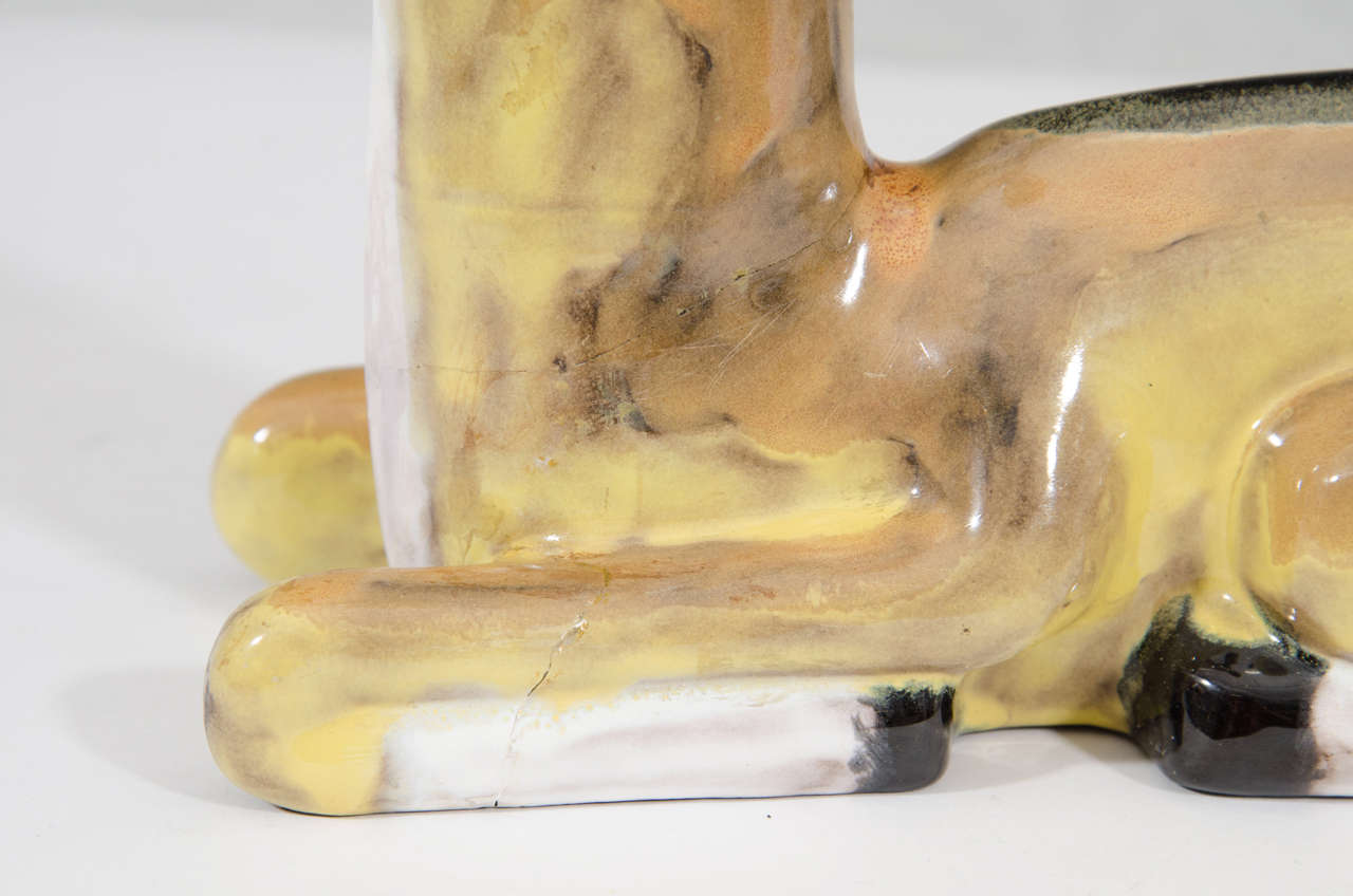 A Midcentury Ceramic Sculpture of a Seated Antelope 3