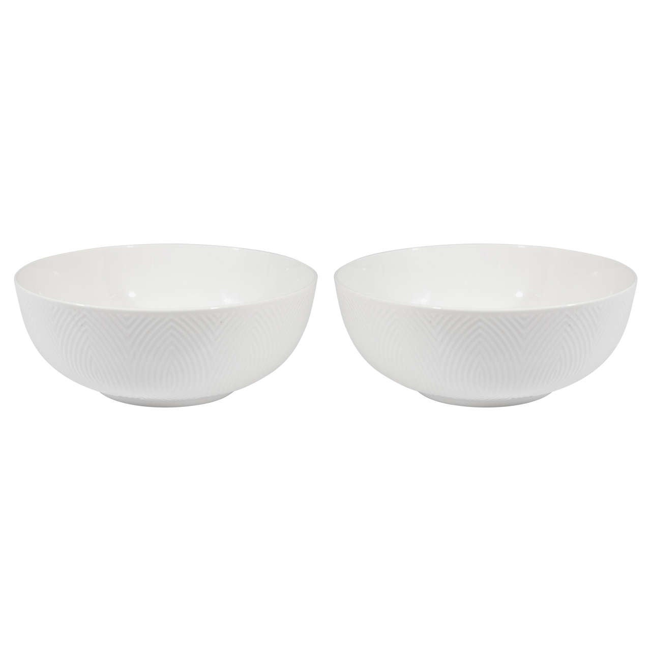Scandinavian Modern Pair of White Royal Copenhagen Bowls by Axel Salto