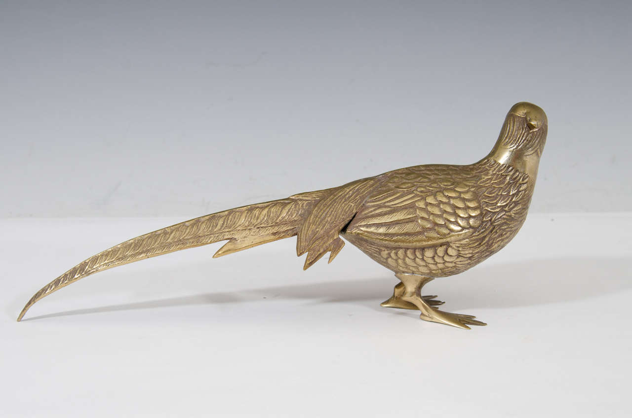 Vintage brass pheasant bird sculpture, circa 1970s. Item available here online, or at my showroom space in the Showplace Antique + Design Center, 3rd Fl., New York.