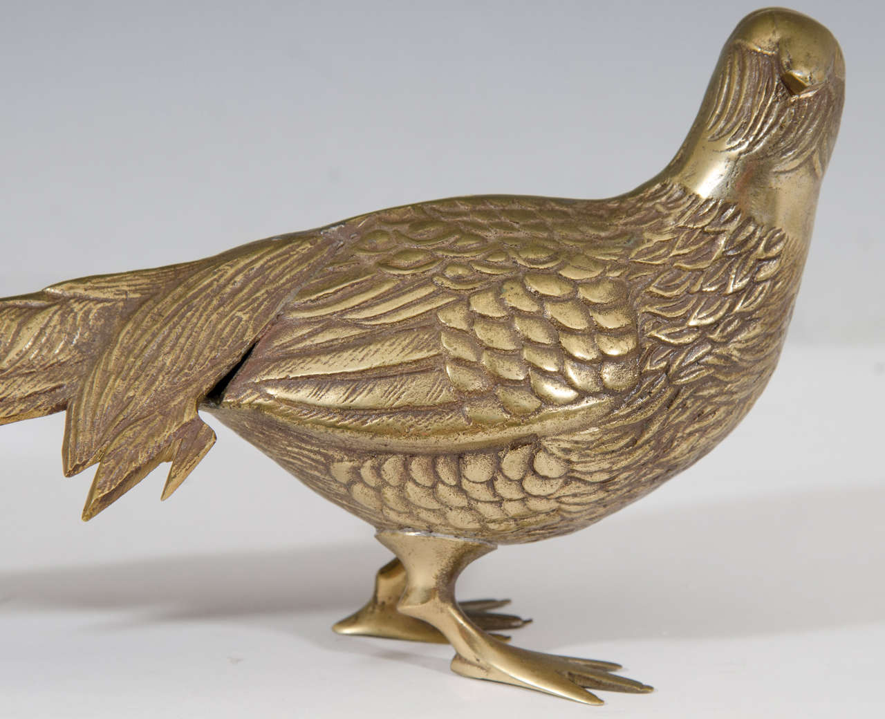 American 1970s Brass Pheasant Bird Sculpture