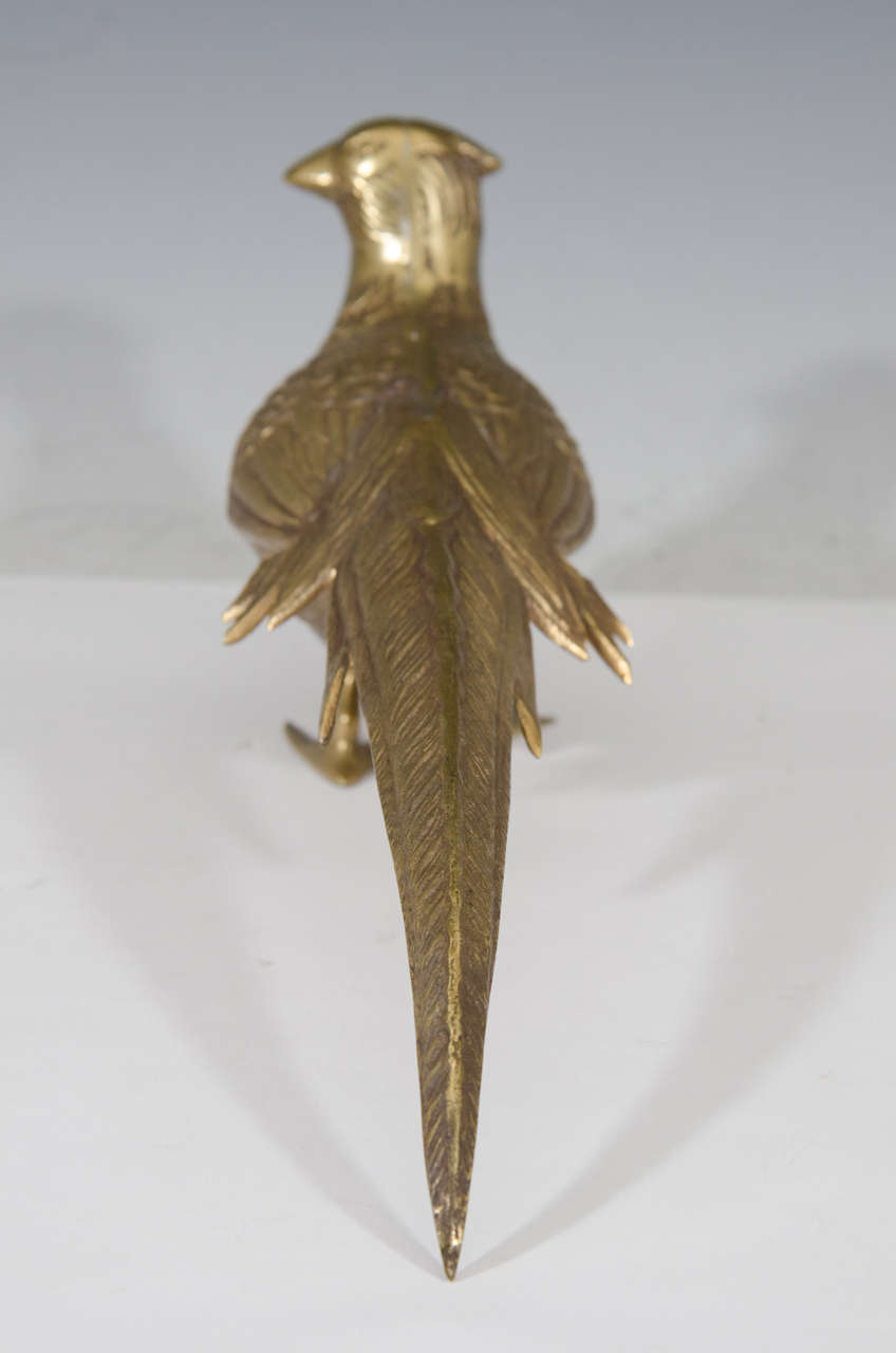 1970s Brass Pheasant Bird Sculpture In Good Condition In New York, NY