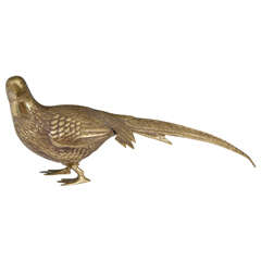 Vintage 1970s Brass Pheasant Bird Sculpture