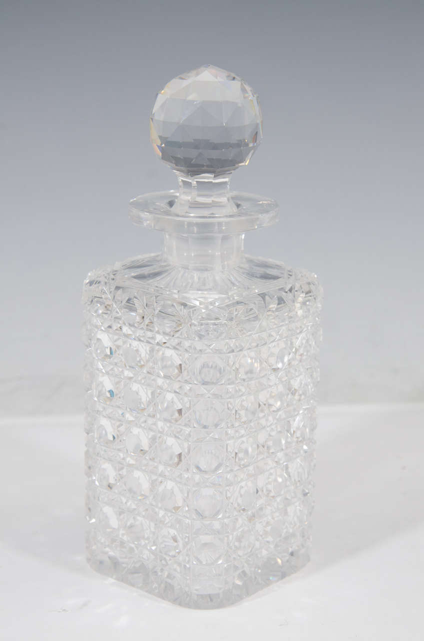 Carved Antique 'Brilliant' Cut Crystal Decanters with English Sterling Silver Labels