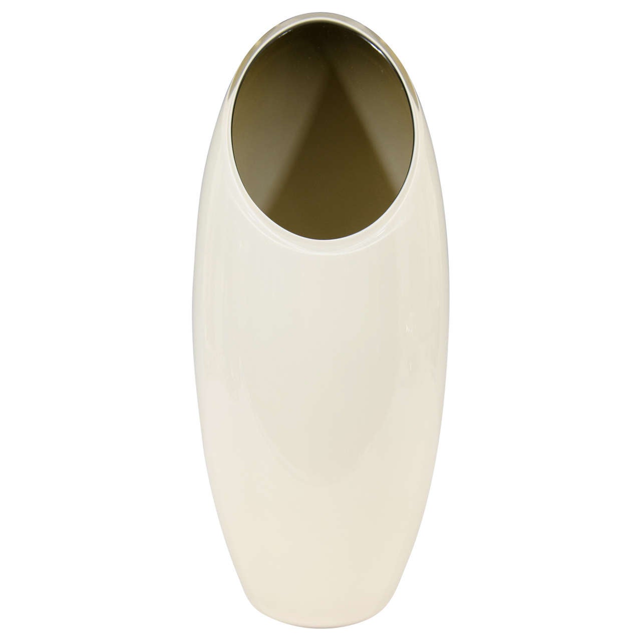 Midcentury Seguso Off-White Tall Vase For Sale