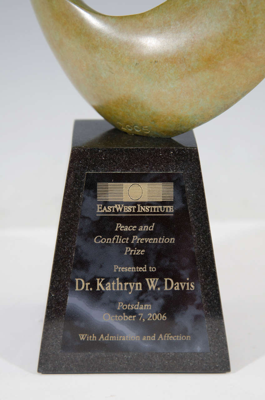 Modern Abstract Bronze Sculpture by Richard Erdman Awarded to Dr. Kathryn W. Davis