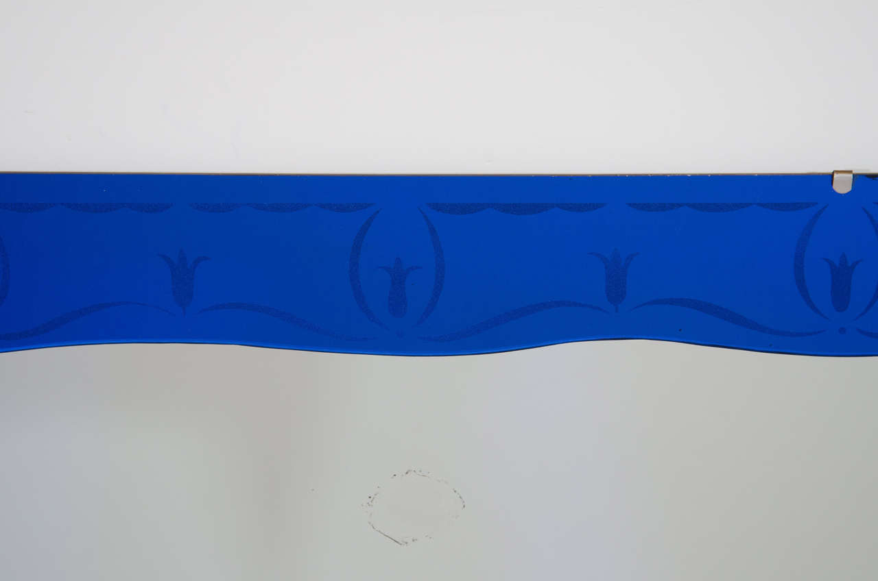art deco cobalt blue mirror