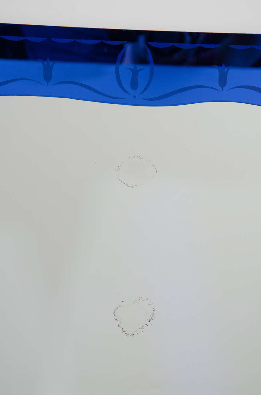art deco blue mirror