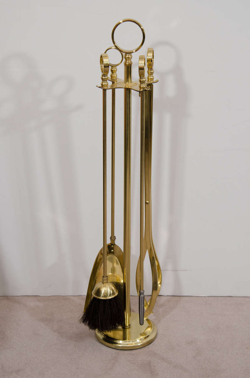 Midcentury Karl Springer Inspired Fire Tool Set with Stand
