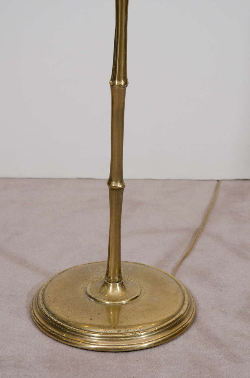 Vintage Brass 'Bamboo' Reading Floor Lamp in the Style of Maison Baguès In Good Condition In New York, NY