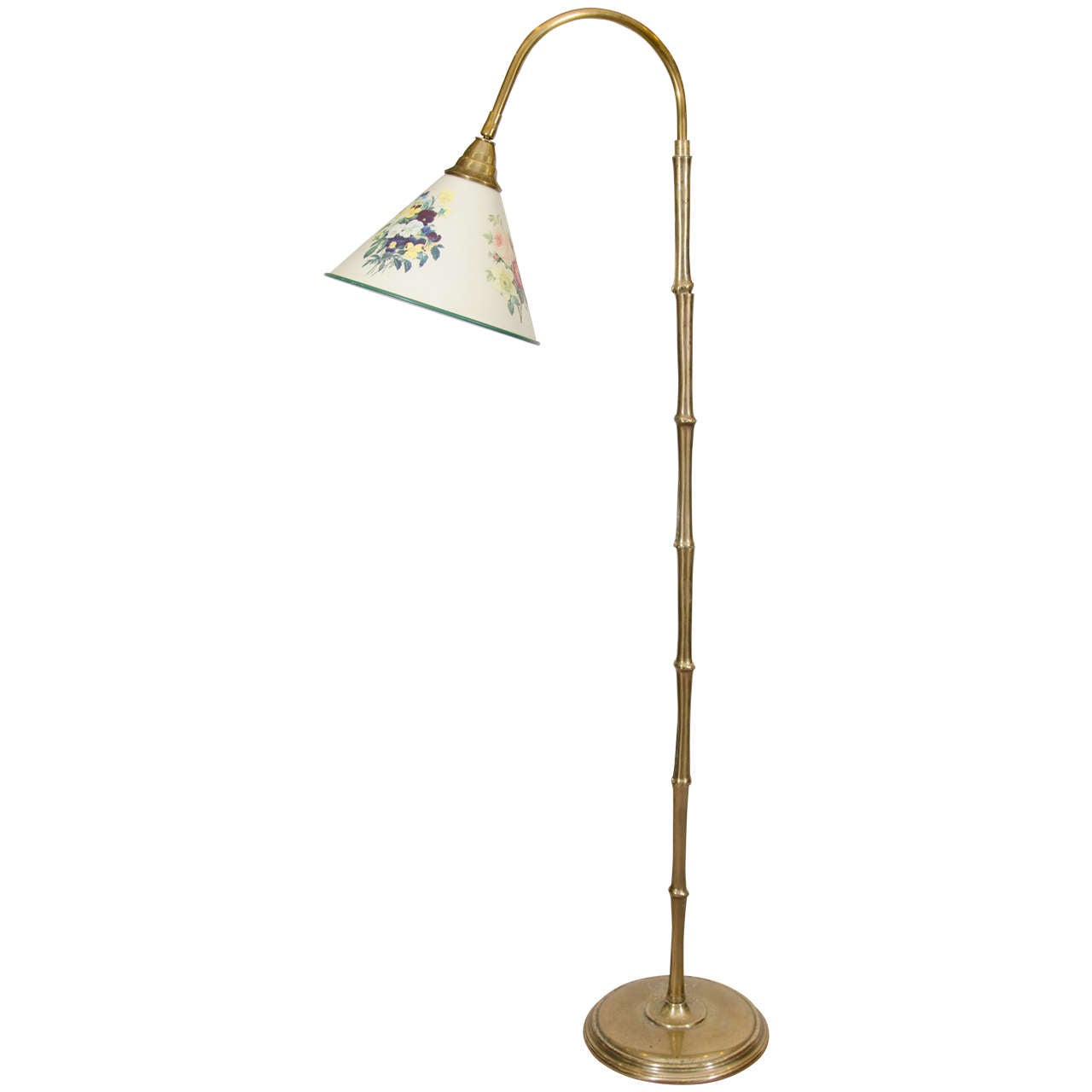 Vintage Brass 'Bamboo' Reading Floor Lamp in the Style of Maison Baguès