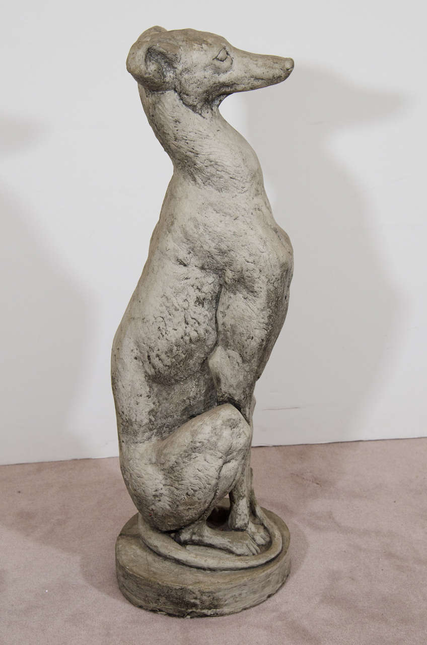 Vintage Sculptural Cement Greyhound Dog In Good Condition In New York, NY