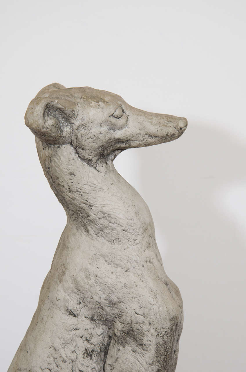 20th Century Vintage Sculptural Cement Greyhound Dog