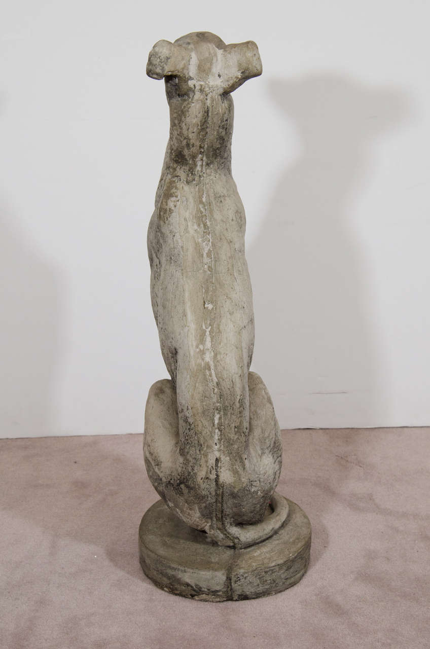 Vintage Sculptural Cement Greyhound Dog 1