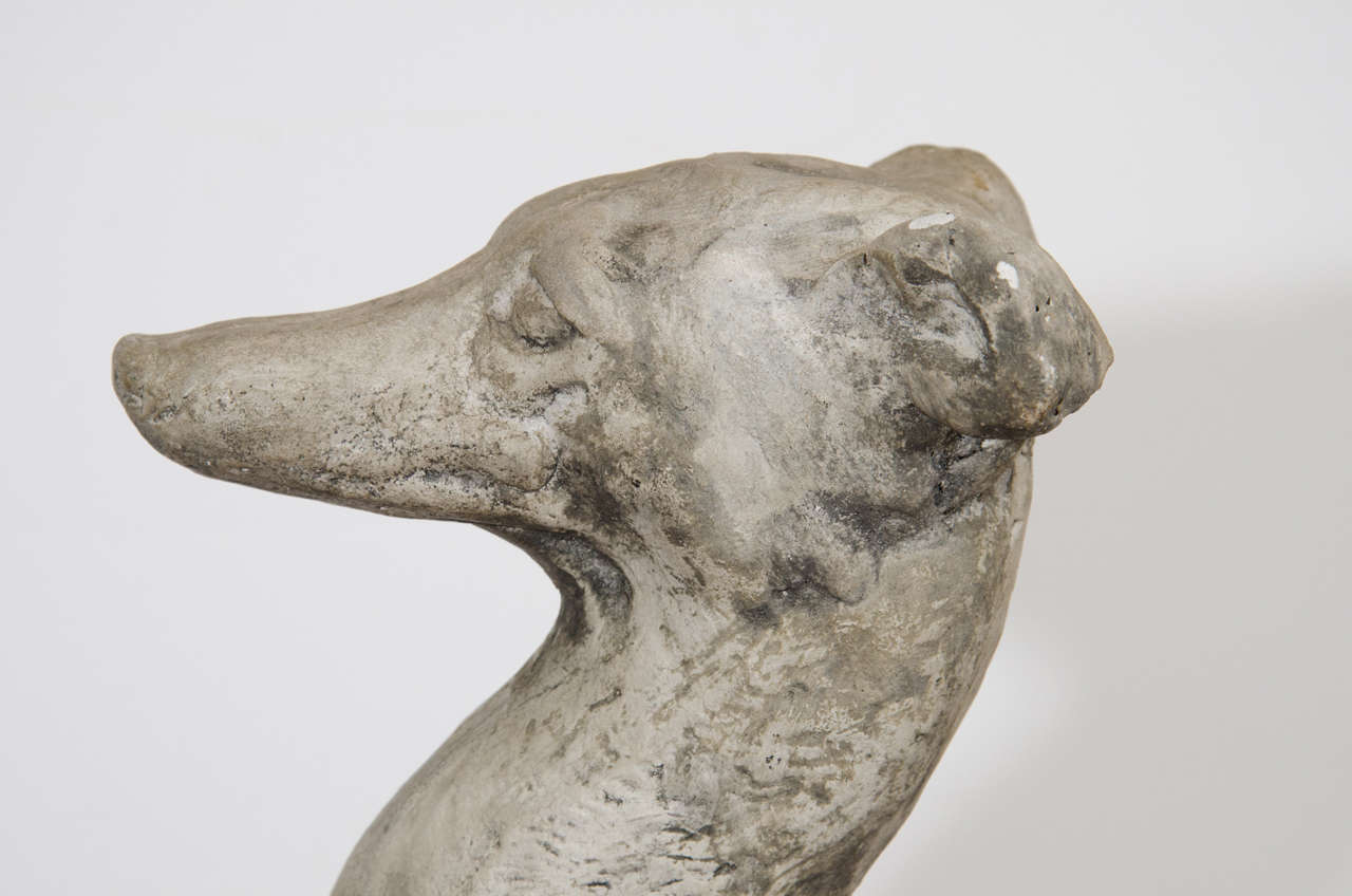 Vintage Sculptural Cement Greyhound Dog 3