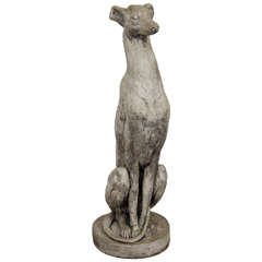 Vintage Sculptural Cement Greyhound Dog