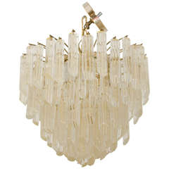 Midcentury Murano Glass Chandelier with Fluted Gold Fleck Rods