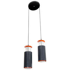 Danish Modern Poul Henningsen for Louis Poulsen Double Pendant Light Fixture