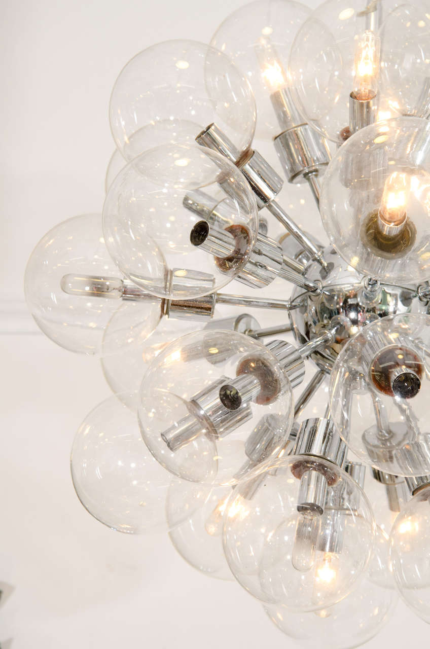 American Midcentury Chrome and Bubble Glass Sputnik Chandelier by Lightolier
