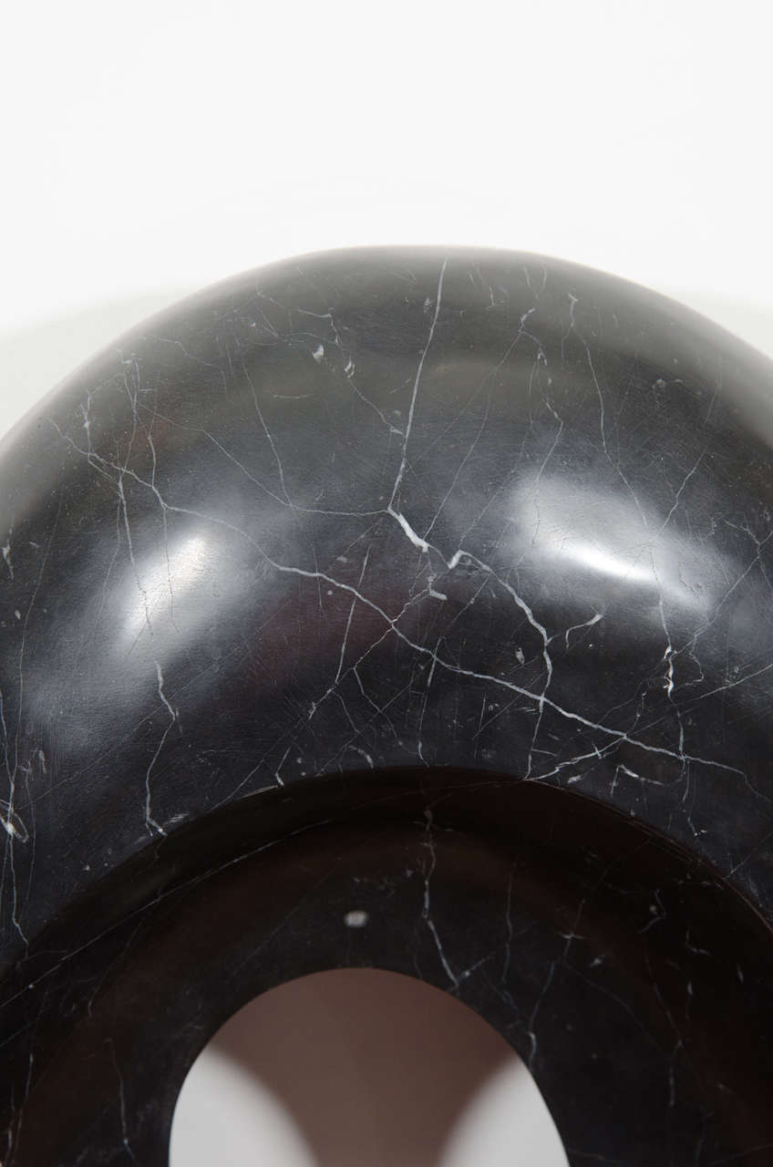 Modern Contemporary Black Oval Marble Sculpture by Kelly Wearstler