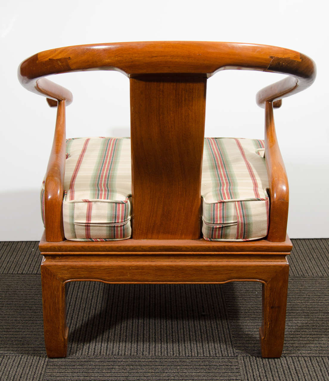 Pair of Chinese Solid Rosewood Carved Horseshoe-Shaped Armchairs 2