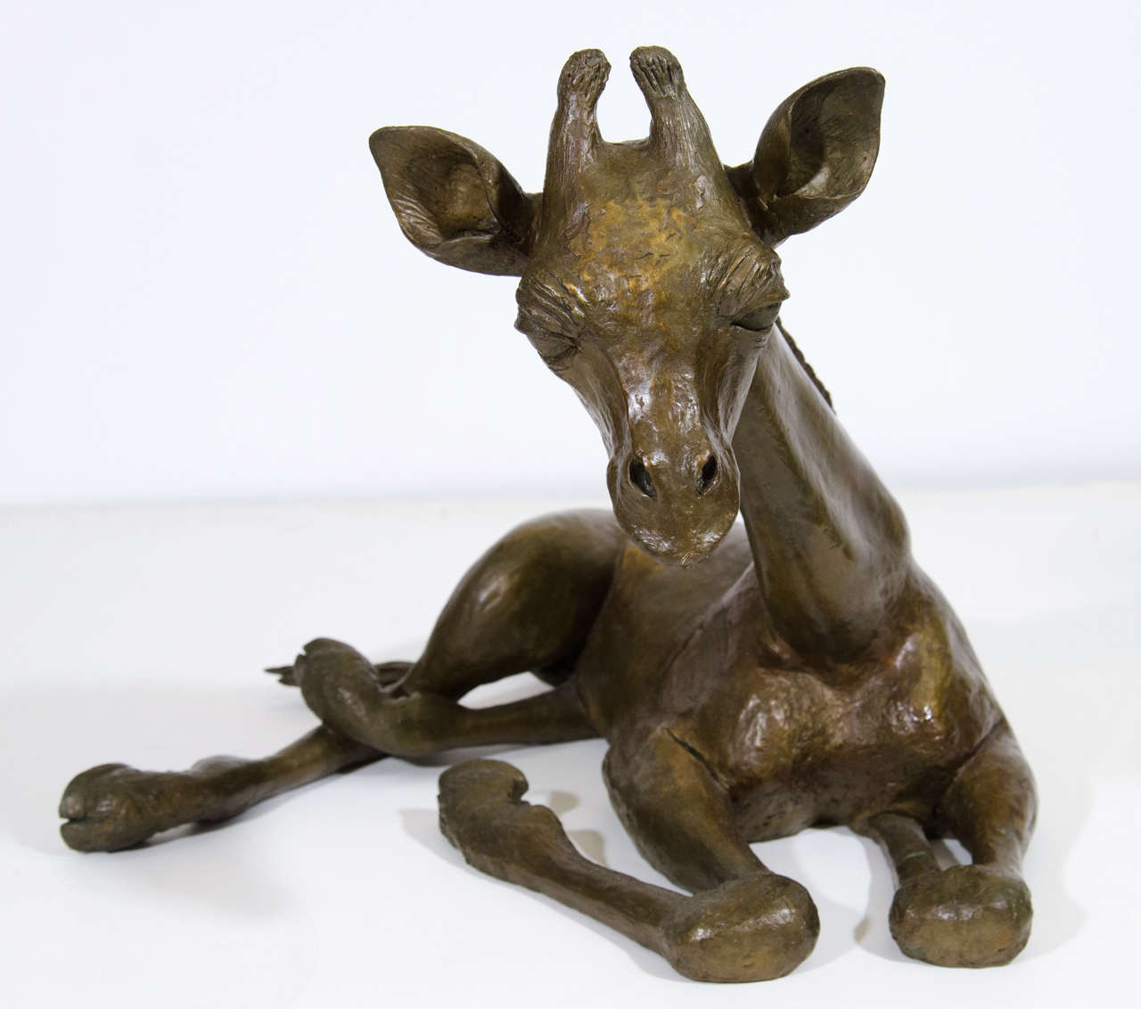 Vintage Original Bronze Sculpture of a Baby Giraffe Signed H.L. Bowen