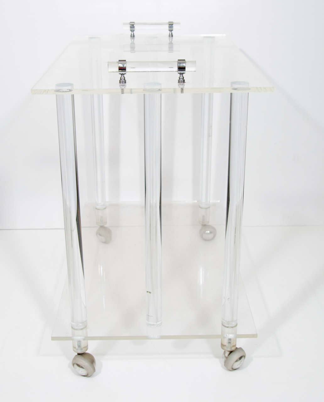 20th Century A Midcentury Two-Tier Lucite Service and Bar Cart on Casters